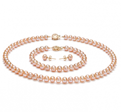 6-7mm di Perle Acqua Dolce Parure en Rosa