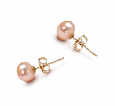 6-7mm di Perle Acqua Dolce Orecchini en Rosa