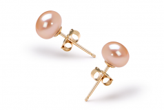 6-7mm di Perle Acqua Dolce Orecchini en Rosa