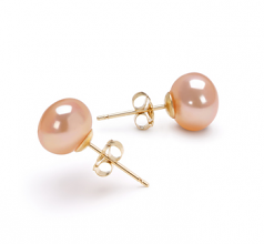 7-8mm di Perle Acqua Dolce Orecchini en Rosa