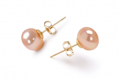7-8mm di Perle Acqua Dolce Orecchini en Rosa