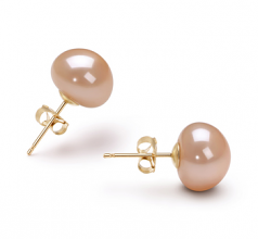 9-10mm di Perle Acqua Dolce Orecchini en Rosa