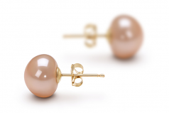 9-10mm di Perle Acqua Dolce Orecchini en Rosa