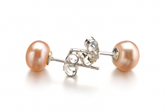 6-7mm di Perle Acqua Dolce Orecchini en Rosa