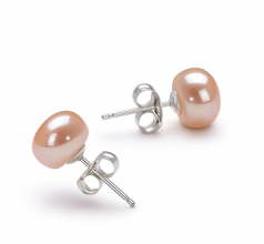 7-8mm di Perle Acqua Dolce Orecchini en Rosa