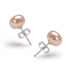 7-8mm di Perle Acqua Dolce Orecchini en Rosa