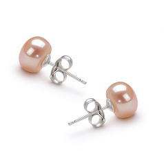 7-8mm di Perle Acqua Dolce Orecchini en Rosa