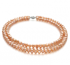 6-7mm di Perle Acqua Dolce Collana en Jara Rosa