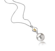 11-12mm AAAA Quality di Perle Acqua Dolce - Edison Pendente in Caresse Bianco