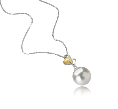 11-12mm di Perle Acqua Dolce - Edison Pendente en Felicia Bianco