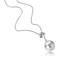 11-12mm AAAA Quality di Perle Acqua Dolce - Edison Pendente in Lorna Bianco