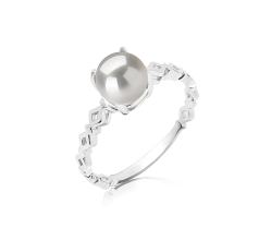 7.5-8mm di Perle Acqua Dolce Anello en Dawn Bianco