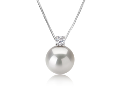 9-10mm di Perle Acqua Dolce Pendente en Eternity Bianco