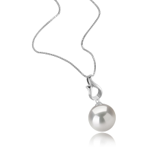 11-12mm AAAA Quality di Perle Acqua Dolce - Edison Pendente in Elin Bianco