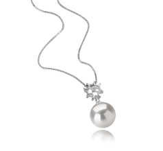 11-12mm AAAA Quality di Perle Acqua Dolce - Edison Pendente in Tatiana Bianco