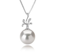 12-13mm di Perle Acqua Dolce - Edison Pendente en Ebony Bianco