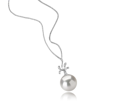 12-13mm di Perle Acqua Dolce - Edison Pendente en Ebony Bianco