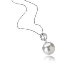 11-12mm di Perle Acqua Dolce - Edison Pendente en Trish Bianco