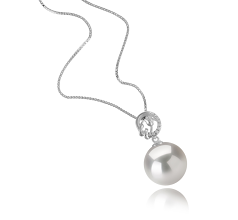 11-12mm AAAA Quality di Perle Acqua Dolce - Edison Pendente in Trish Bianco