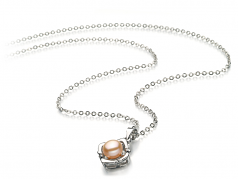 6-7mm di Perle Acqua Dolce Pendente en Vera Rosa