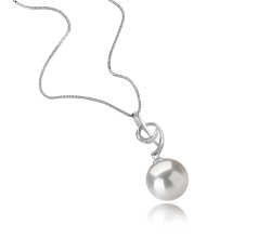 11-12mm AAAA Quality di Perle Acqua Dolce - Edison Pendente in Sofie Bianco