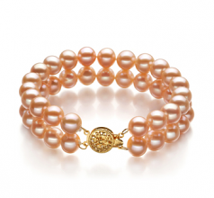 7-8mm di Perle Acqua Dolce Bracciale en Maxima Rosa