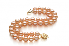 7-8mm di Perle Acqua Dolce Bracciale en Maxima Rosa