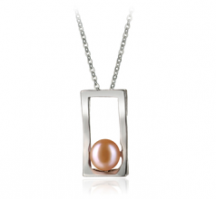 7-8mm di Perle Acqua Dolce Pendente en Athena Rosa