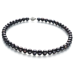 10-11mm di Perle Acqua Dolce Collana en Nero