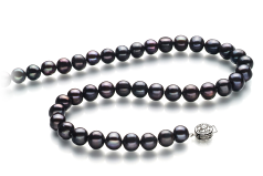 10-11mm di Perle Acqua Dolce Collana en Nero