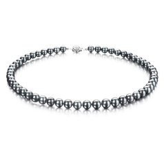 7-7.5mm Akoya Giapponese Collana en Nero-Argento