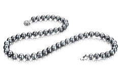 7-7.5mm Akoya Giapponese Collana en Nero-Argento
