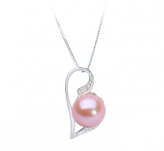 7-8mm di Perle Acqua Dolce Pendente en Carlina Rosa