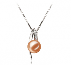7-8mm di Perle Acqua Dolce Pendente en Destina Rosa