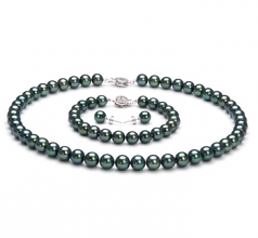 7-7.5mm Akoya Giapponese Parure en Nero