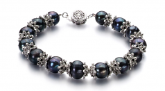 8-9mm di Perle Acqua Dolce Parure en Maria Antonietta Nero