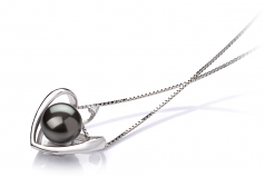 9-10mm di Perle Acqua Dolce Pendente en Cuore Nero