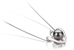 9-10mm di Perle Acqua Dolce Pendente en Cuore Nero