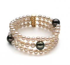 5-11mm Di Tahiti e di Acqua dolce Bracciale en Nero