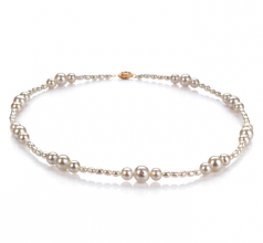 3-8mm di Perle Acqua Dolce Collana en Ida Bianco