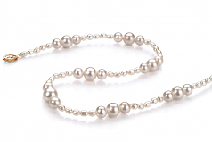 3-8mm di Perle Acqua Dolce Collana en Ida Bianco