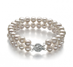 6-7mm di Perle Acqua Dolce Bracciale en Eda Bianco