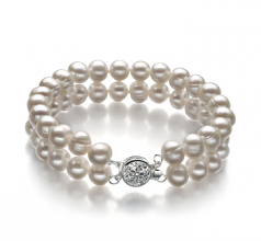 6-7mm A Quality di Perle Acqua Dolce Bracciale in Eda Bianco