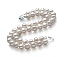 6-7mm di Perle Acqua Dolce Bracciale en Eda Bianco