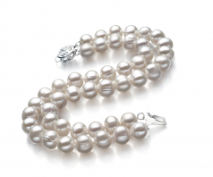 6-7mm A Quality di Perle Acqua Dolce Bracciale in Eda Bianco