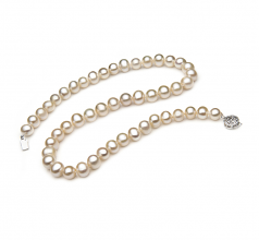7-8mm di Perle Acqua Dolce Collana en Singolo Bianco