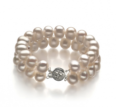 8-9mm di Perle Acqua Dolce Bracciale en Leonora Bianco