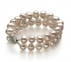 8-9mm di Perle Acqua Dolce Bracciale en Leonora Bianco