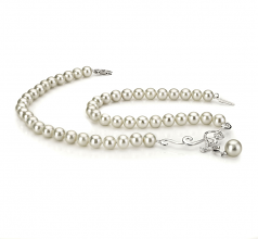 6-10mm di Perle Acqua Dolce Collana en Almira Bianco