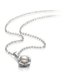 6-7mm di Perle Acqua Dolce Pendente en Vera Bianco
